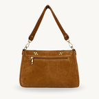 Sac à bandoulière camel en daim et studs dorés made in Italy - Fiorella