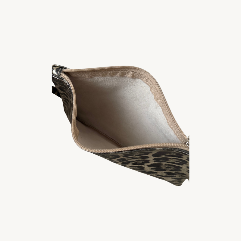 Pochette doré léopard en cuir fabriqué en Italie - Fiorella