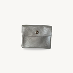 Porte-monnaie argenté en cuir fabriqué en Italie 