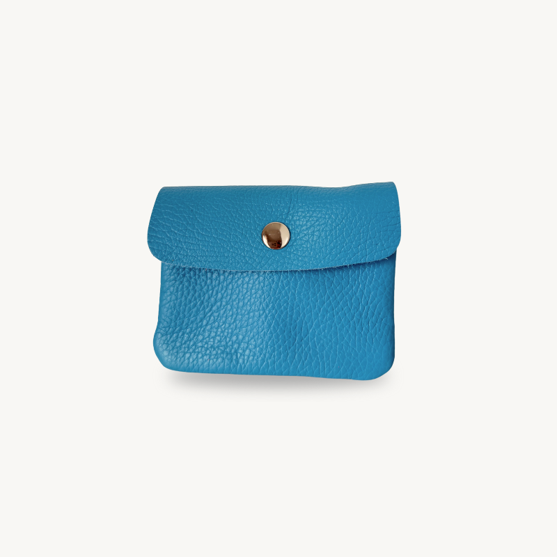 Porte-monnaie bleu en cuir fabriqué en Italie 