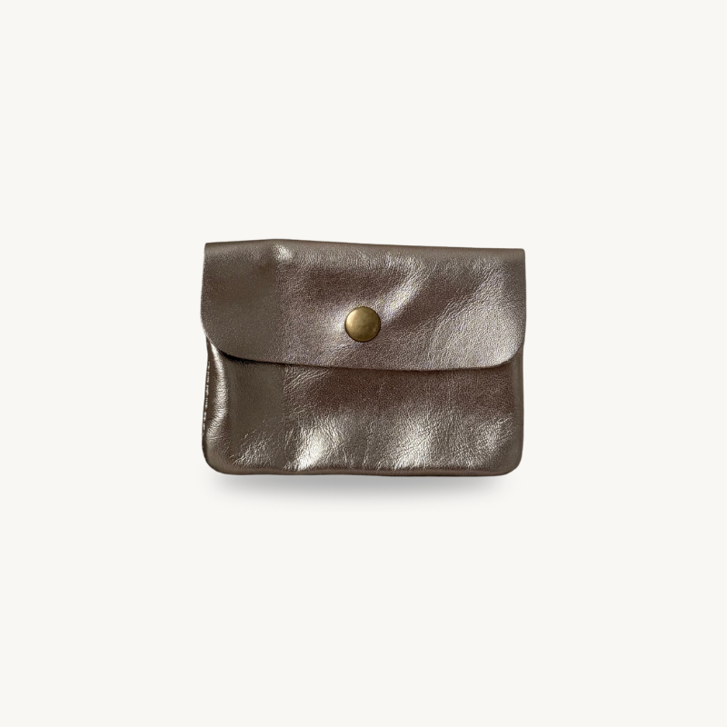 Porte-monnaie bronze en cuir fabriqué en Italie 