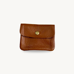 Porte-monnaie camel en cuir fabriqué en Italie 