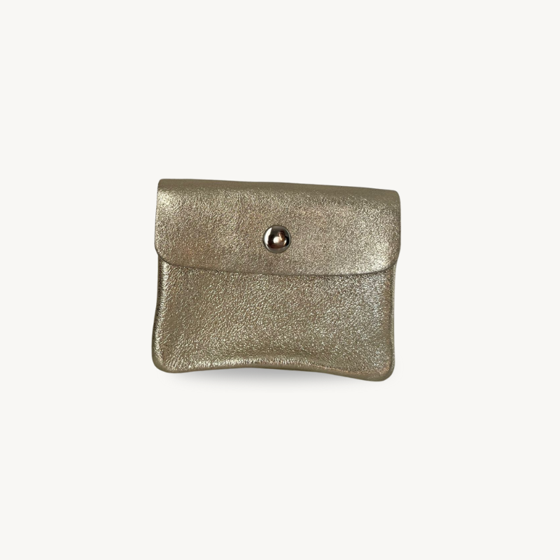 Porte-monnaie doré en cuir fabriqué en Italie 