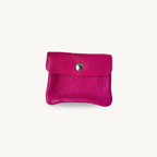 Porte-monnaie rose fuschia en cuir fabriqué en Italie 