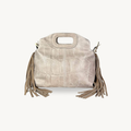 Sac à bandoulière beige à franges aspect crocodile en cuir made in Italy - Fiorella