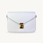 Sac à bandoulière blanc en cuir type cartable made in Italy - Fiorella