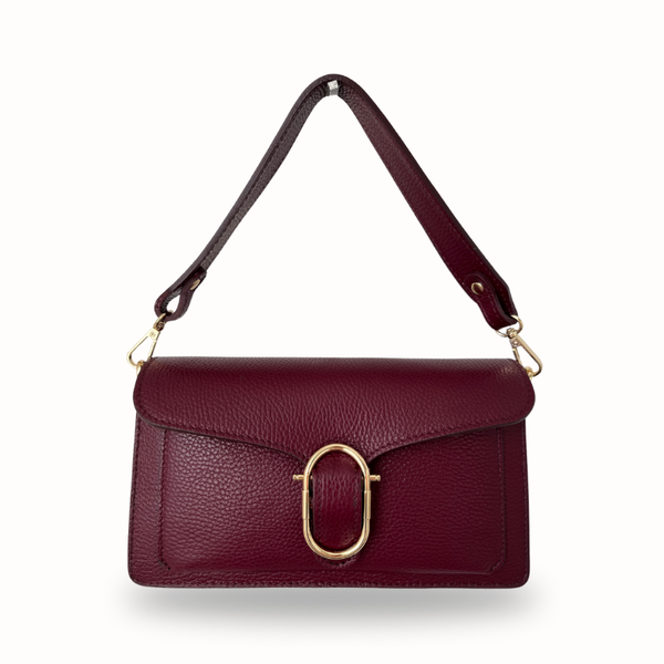 sac à bandoulière femme en cuir grainé fabriqué en Italy, moderne et élégant