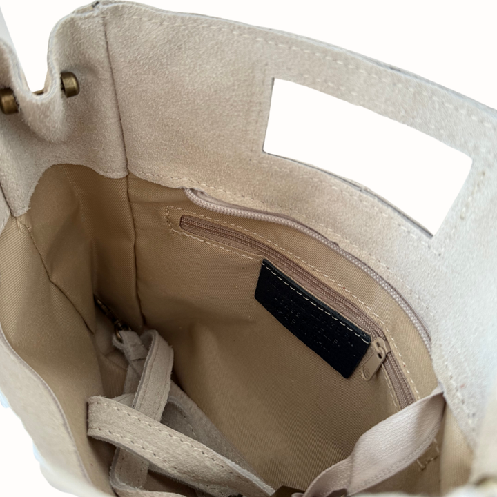 Sac à bandoulière en suède à franges Made in Italy