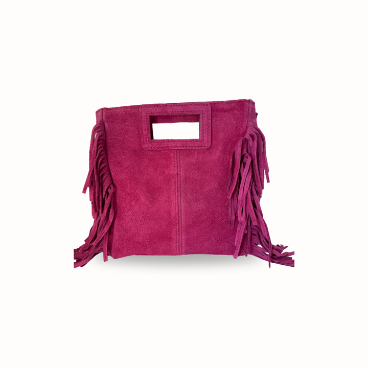 Sac à bandoulière en suède à franges Made in Italy