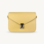 Sac à bandoulière jaune en cuir type cartable made in Italy - Fiorella