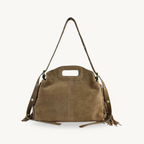 Sac a bandouliere taupe en cuir daim made in Italy 
