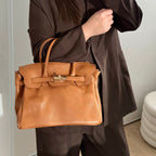 Sac à main camel en cuir fabriqué en Italie - Fiorella