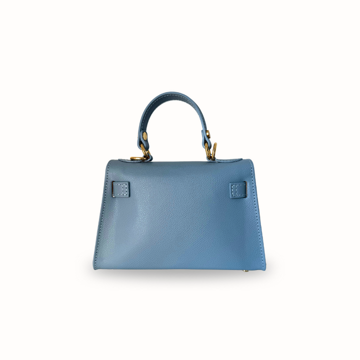 Sac à main Valentina en cuir bleu ciel, fabrication italienne, porté main ou bandoulière