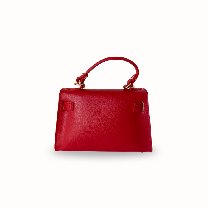 Sac à main Valentina en cuir rouge, fabrication italienne, porté main ou bandoulière