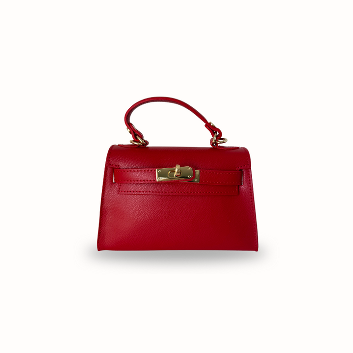 Sac à main Valentina en cuir rouge, fabrication italienne, porté main ou bandoulière