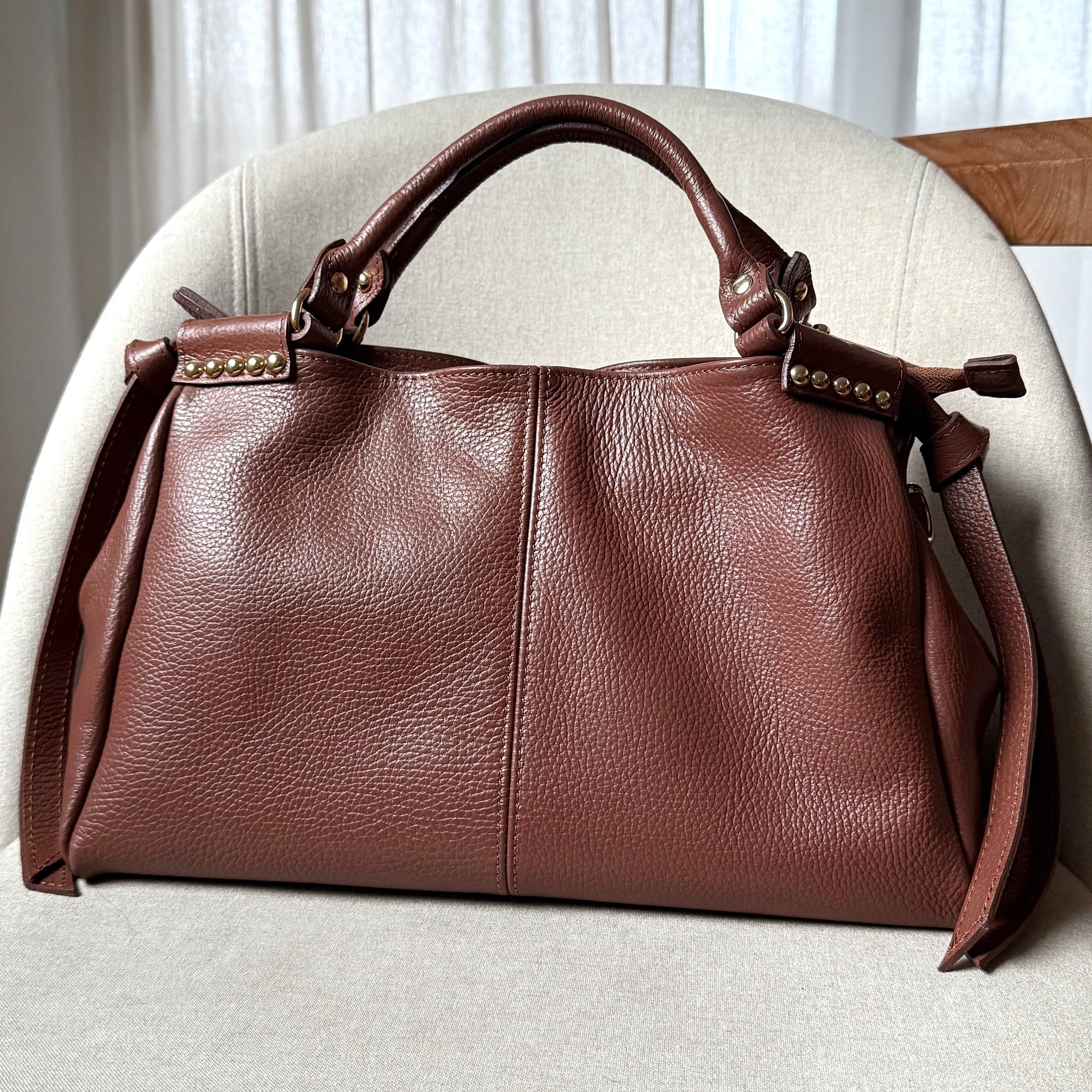 Sac a main marron en cuir femme made in Italy 