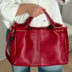Sac à main rouge en cuir fabriqué en Italie - Fiorella