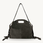 Sac à bandouliere marron en daim à franges made in Italy 