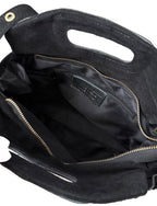 Sac à bandoulière noir en daim à franges made in Italy - Fiorella