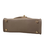 Sac à bandoulière taupe en cuir et boucle dorée made in italy - Fiorella