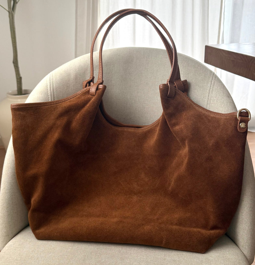 Sac cabas camel en daim made in Italy - Fiorella