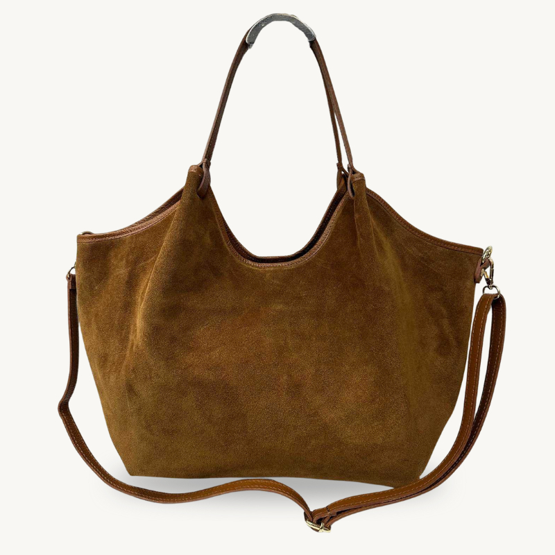 Sac cabas camel en daim made in Italy - Fiorella