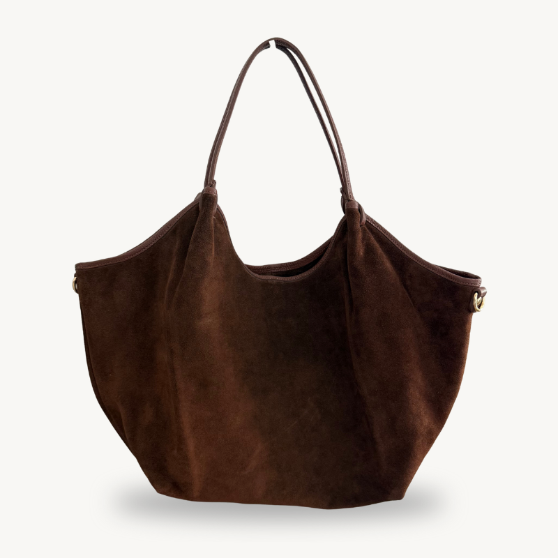 Sac cabas fourre-tout marron en daim made in Italy - Fiorella