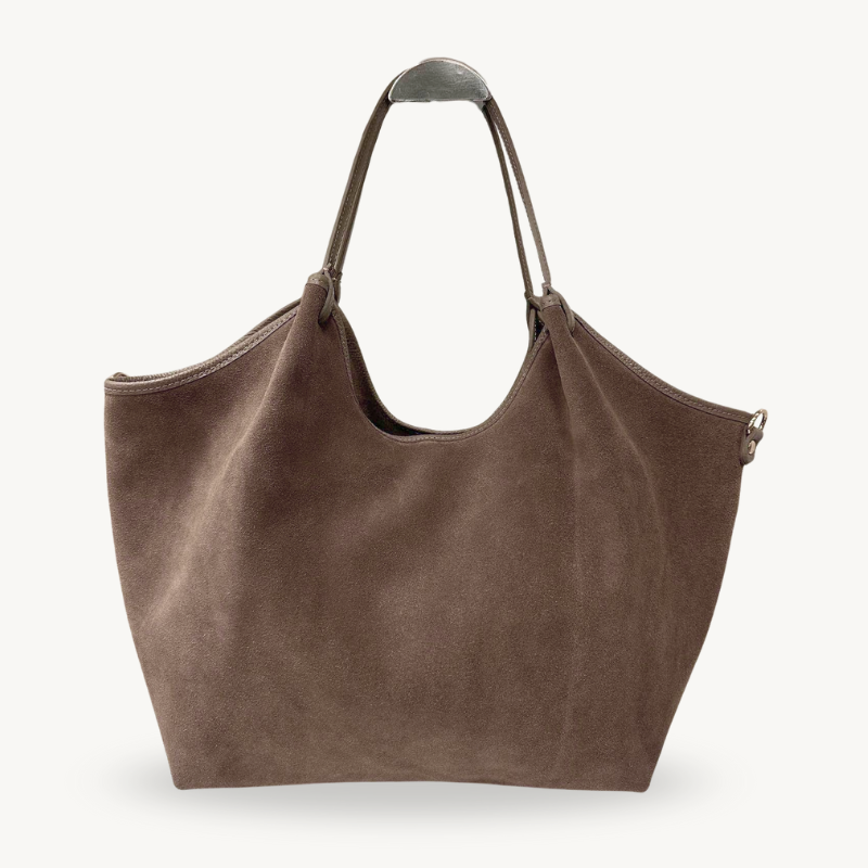 Sac cabas fourre-tout taupe en daim made in Italy 