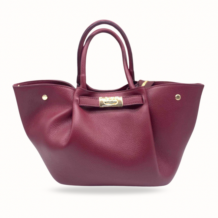 Sac à main bordeaux en cuir 