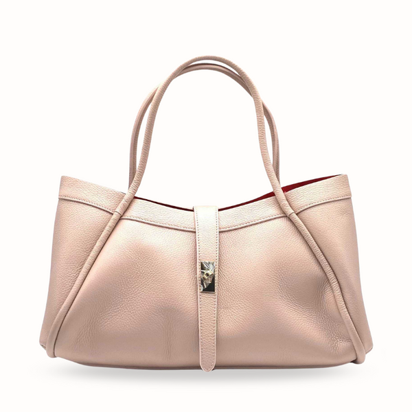 Sac cabas en cuir rose d'Italie pour femme