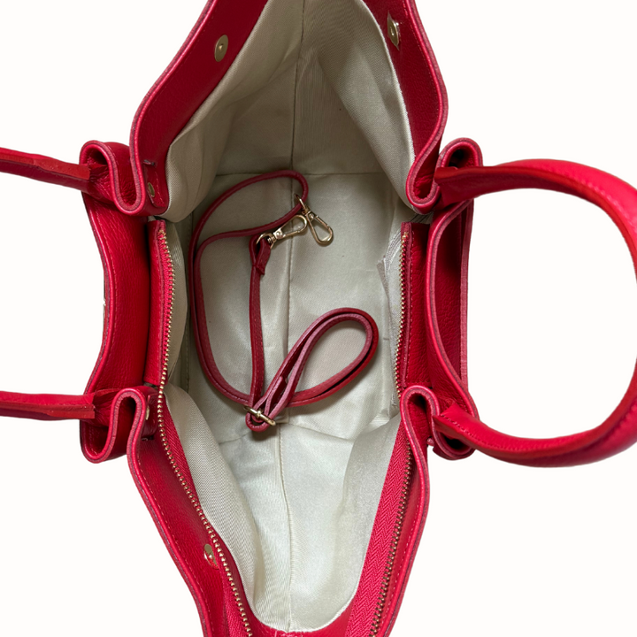Sac à main rouge en cuir inspiration Demellier fabrication italienne