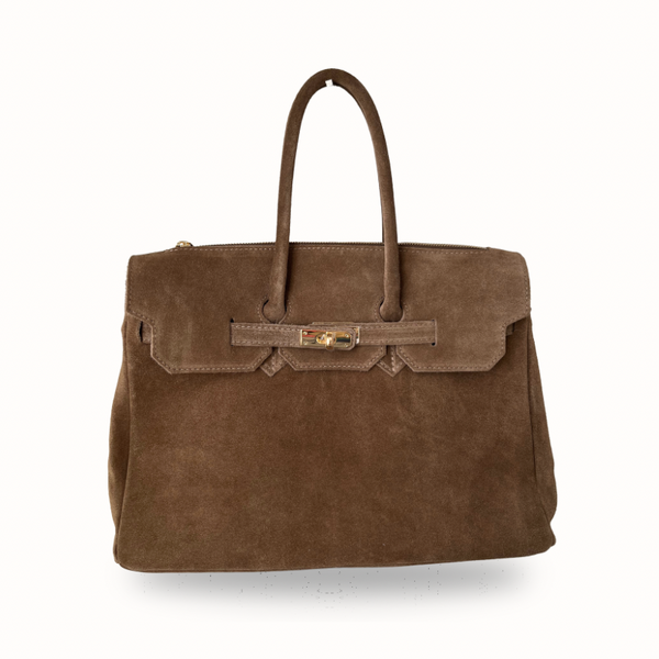 Sac à main taupe en daim made in Italy 