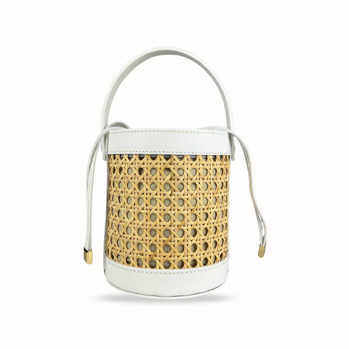 Sac seau été en cuir et canage  pour femme made in Italy