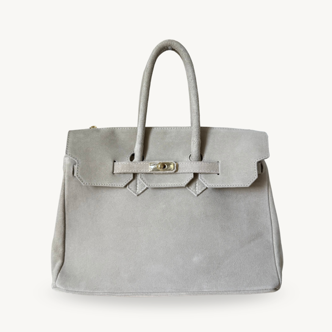 sac à main ivoire en daim avec boucle dorée made in italy - Fiorella