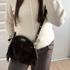 sac a bandoulière marron en cuir a franges made in italy