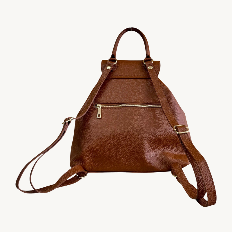 Sac à dos camel en cuir pour femme made in italy - Fiorella