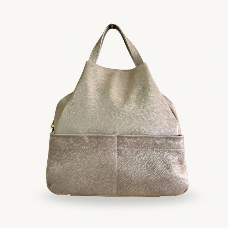 sac à dos taupe en cuir femme made in italy