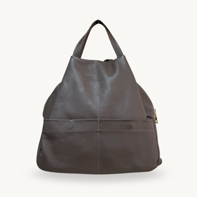 sac a dos femme taupe foncé en cuir made in italy