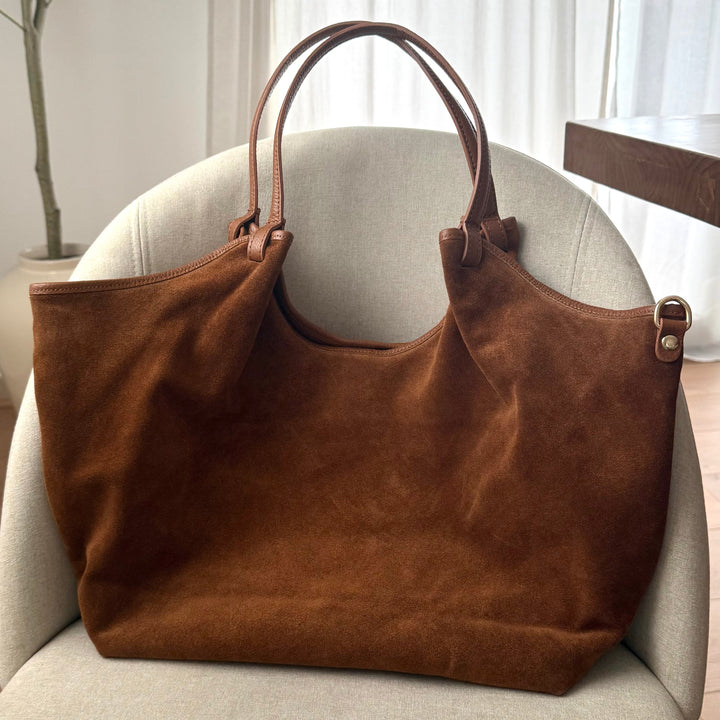 sac cabas en daim camel