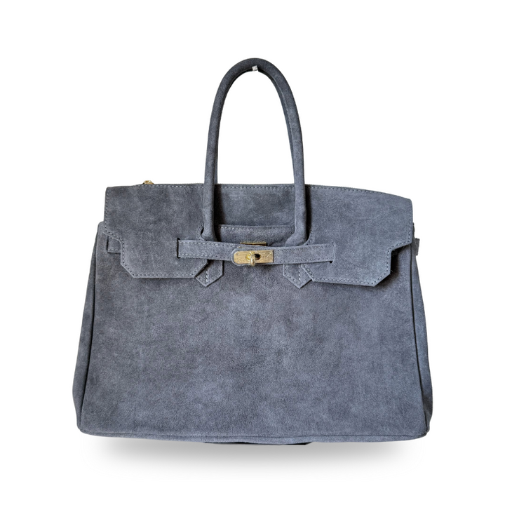 sac a main gris en cuir suede made in Italy