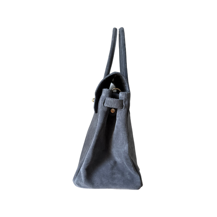 sac a main gris en cuir made in Italy