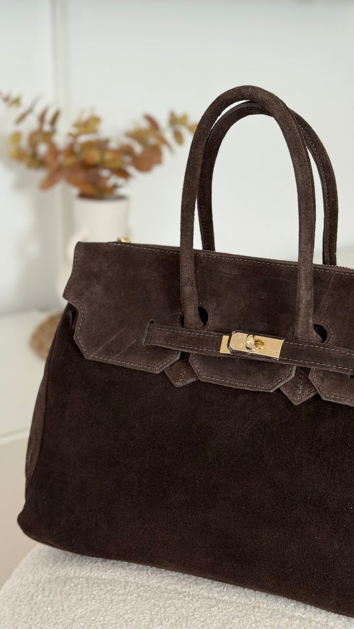 sac a main marron en cuir made in Italy