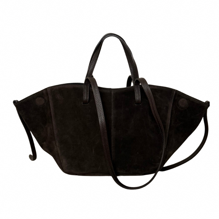 sac cabas en cuir suede marron made in Italy