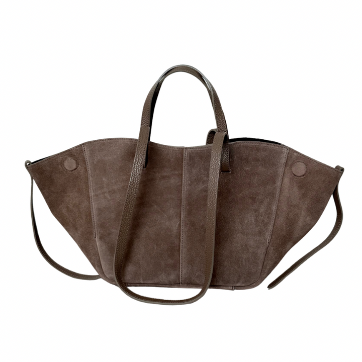 sac cabas en cuir suede taupe made in Italy