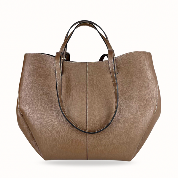 sac cabas femme en cuir taupe fabriqué en Italie - Inspiration Polène