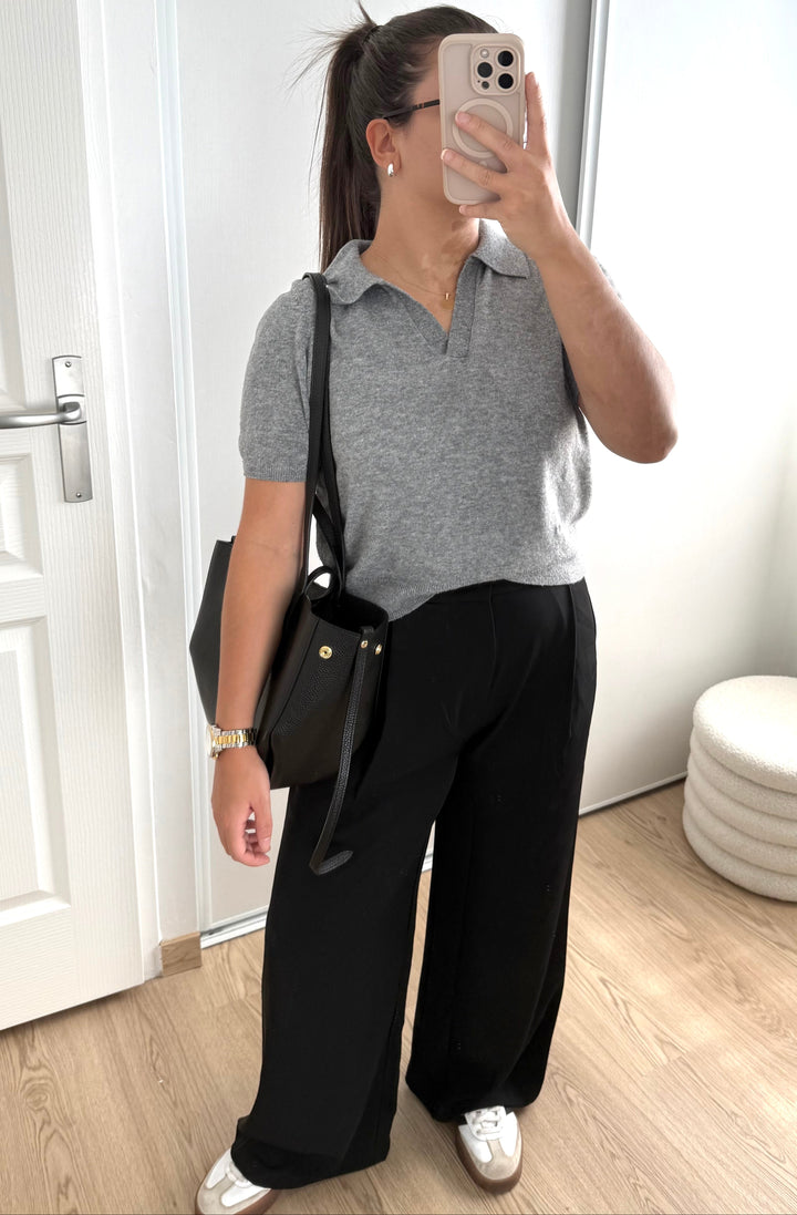 sac cabas noir en cuir grainé femme fabriqué en Italie