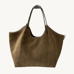 Sac cabas fourre-tout taupe en daim made in Italy - Fiorella