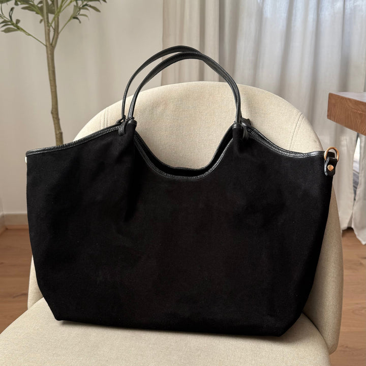 sac cabas en daim noir