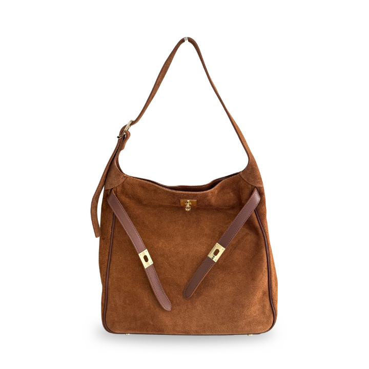 sac epaule camel en daim