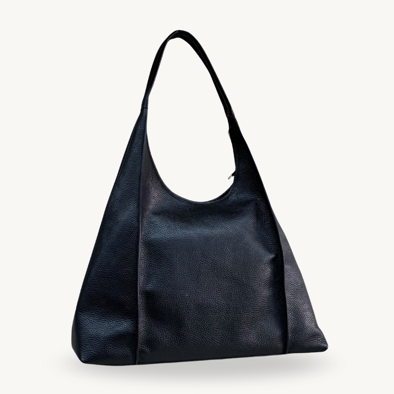 Sac hobo noir en cuir fabriqué en Italie - Fiorella